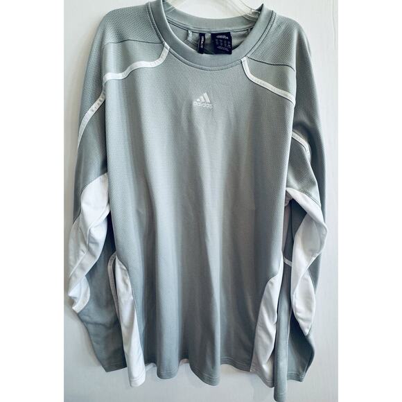 ADIDAS CLIMALITE GRAY/WHITE JOGGING SHIRT LONG SLEEVE XL - Picture 2 of 6